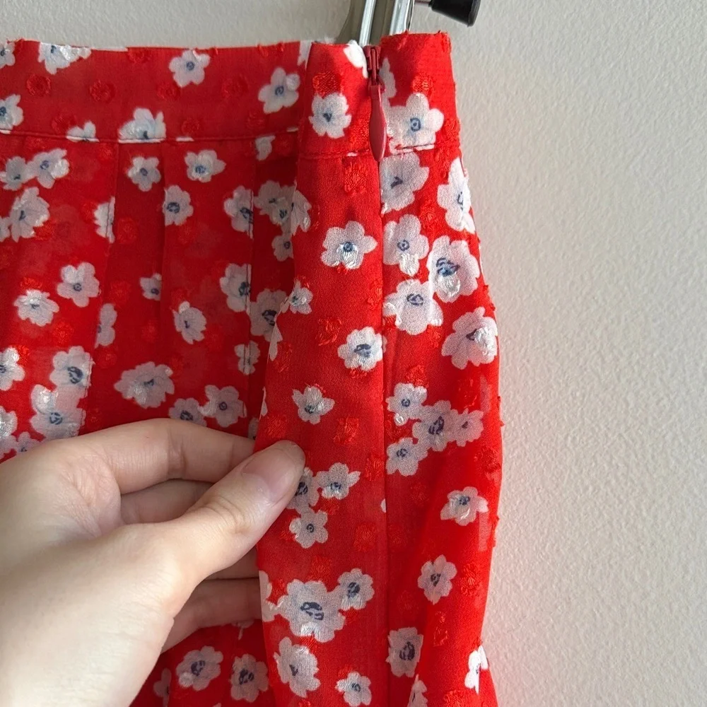 Banana Republic Floral Mini Skater Skirt, Red/White, Size 4, NWT